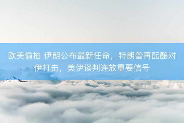 欧美偷拍 伊朗公布最新任命，特朗普再酝酿对伊打击，美伊谈判连放重要信号