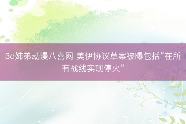 3d姉弟动漫八喜网 美伊协议草案被曝包括“在所有战线实现停火”
