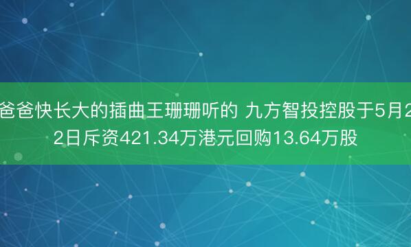 爸爸快长大的插曲王珊珊听的 九方智投控股于5月22日斥资421.34万港元回购13.64万股